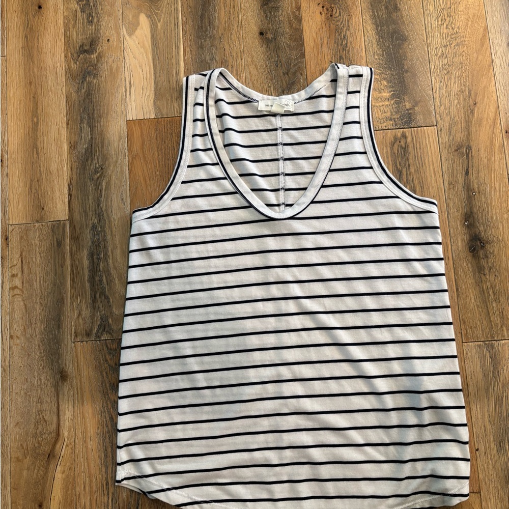 Treasure & Bond Navy and White Striped Tank Top